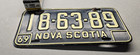      1969 Nova Scotia  passenger  License Plate  18-63-89  Canada