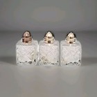 Vtg 1950 s Leonard Japan Crystal Glass   Silver Plate Mini Salt   Pepper Shakers