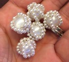Vintage White Satin Effect Base White Coated Pearl Woven Section Lucite Bead Lot