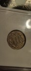 1865 Nickel Three-cent Piece Anacs Ms-62 Oh