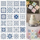 24 Pack Scroll Tile Stencils  4 Inch Reusable Moroccan Scroll Tile Stencils