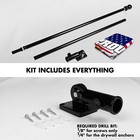 G128 Combo  6 Ft Flagpole Black   Usa Proud   Free Eagle Flag 3x5ft Printed Poly