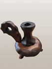 Vintage Hand Carved Wood Candle Holder   made In Spain 