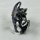 Vintage Pewter Fairy Figurine Miniature Silver Metal Purple Wings Fantasy Goth