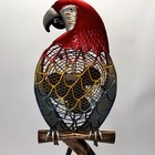 Macaw Parrot Large Hand Painted Metal Figurine Table Fan