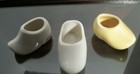 Lot Of 3 Vintage Chalkware Porcelain Dutch Shoes  White   Yellow