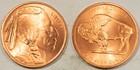 1 Oz  999 Copper Rounds 20 Piece Roll  Nice Unc Indian Head Buffalo Design 20 Oz