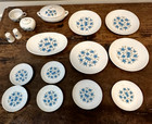 Vintage 1950s Japan Fao Schwarz Child s Tea Set Dishes Blue Flowers Porcelain