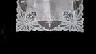 Vtg Antique 11  Embroider Floral Net Lace W Pale Blue Accent Linen Wedding Hanky