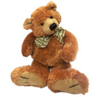 First   Main Molasses Brown Bear Plush With Green cream Ribbon 15  Tall Big Feet