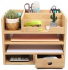 Bamboo Desk Organizers And Storage With Drawer Small Wood 