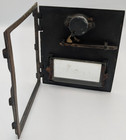 Antique Eagle Lock Co Brass Post Office Box Door Sunburst Glass Frame 5 5x6