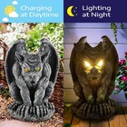 Large Winged Gargoyle Statue With Solar Lights Outdoor Decor  Sitting Gargoyl   