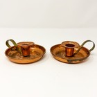 Vintage Coppercraft Guild Copper   Brass Chamberstick Candle Holders Pair Patina