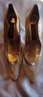 Vintage 60s Flings Gold Lame  Glitter Mesh High Heels shoes pumps  8 5m  Sparkly