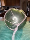 Japanese Large Glass Fishing Float Buoy Ball Net Green Object 12 Inch Vintage