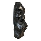 Vintage Hand-carved Wooden Sculpture     Moai-style Tribal Bust     11 5   