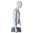 Male Mannequin Half Body Torso W Arms Head Glossy White Egghead Display Stand