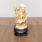 Set Of 2 Chinese Star Gods Immortal Elder Wise Old Men Resin Figurine Small Chip