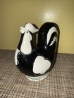 Vintage Ceramic Rooster Piggy Bank Chicken Coin Bank Cock Black And White 