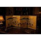 Vintage Japanese 4 Panel Folding Screen Gold Leaf Hand Painted Cherry Blossom