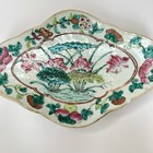 Antique Chinoiserie Import Offering Dish Tray Famille Rose High Footed Porcelain