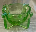 Vintage Fry Deco Green Depession Uranium Glass Round Ashtray