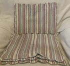 6 Pc Yellow Pink Green Floral striped Quilted Placemats W scalloped Borders-guc