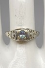 Antique 1920s  60ct Natural Alexandrite 18k White Gold Flower Filigree Ring