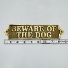 Vintage Brass Beware Of Dog Sign Plaque 8 5    X 2 25   