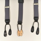 Gray Men s Stretch Suspenders Leather Button On Style Braces Adjustable