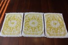 Set Of 3 Matching Vtg  Hand Towels White gold yellow 70 s Retro