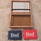 Budweiser King Of Beers Breweriana Playing Cards Set Wooden Box Blue   Red Decks