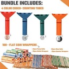 4pcs set 4 Color-coded Coin Storage   Sorter Tubes Assorted Wrappers Counters Us