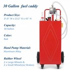 30 Gallon Portable Gas Caddy  fuel Diesel Oil Transfer Tank With 4 Wheels  pump