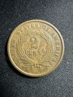 1864 Two Cent Piece 2c Civil War Date Large Motto Us Copper Coin