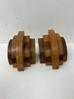 Vintage Mid-century Modern Wood Bookends Pair Arched Design Art Deco Mcm Decor