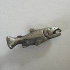Vintage Pewter Salmon Fish Figurine Paperweight Miniature Wildlife Cabin Decor