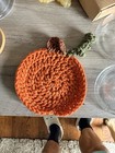 Set Of 3 Crochet Pumpkin Coasters     Handmade Autumn Fall Halloween Thanksgiving 