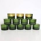 Set Of 12 Green Glass Tealight Candle Holders For Wedding Table Centerpieces