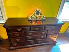 Cherry Queen Anne Bedroom Set  Postal Bed  Night Stand   Highboy Chest  Dresser