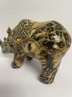 Lavie Rhinoceros Figurine Patchwork Safari Animals In Decoupage On Porcelain Art