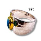 Artisan Vermeil 925 Sterling Silver Blue Turquoise Multi Gemstone Ring Size 10