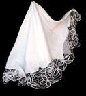 White Linen Tablecloth Handmade Bobbin Lace   Embroidery  Edging   53  X 44 