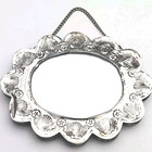 Vintage Silver Repousse Hanging 6 1 2  Mirror Turkish Wedding  