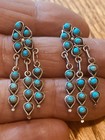 Signed Sterling Zuni Native Turquoise Dangle Snake Eye Earrings 1 5 8    