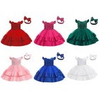 Baby Girls Christmas Toddler Dress V-back Sequin Tulle Party Outfits Tiered