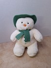 Vintage Eden Toys Sitting The Snowman White Plush Green Hat Scarf Stuffed Toy 8   