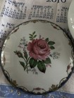 Vtg Limoges France Covered Powder Jar Or Trinket Bowl Pink Rose Cobalt Blue Gold