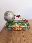 Vintage Colorful Mechanical Metal Space Bank With Rocket Shooting Coin To Planet